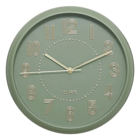 Clock Alizée Olive Green Plastic - 30 centimetres Diameter Atmosphera