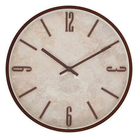 Clock Nella Diameter Plastic Travertine Effect -  29 Centimetres