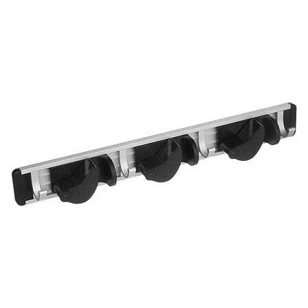Aluminium Sliding Broom Rack with 3 Clips and 4 Hooks