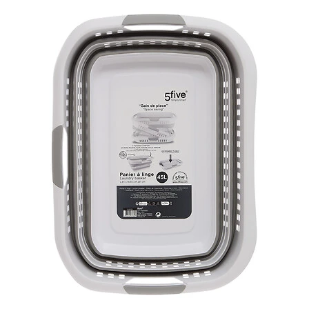 White and Grey Extendable Laundry Basket - 45 litres