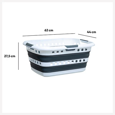 White and Grey Extendable Laundry Basket - 45 litres