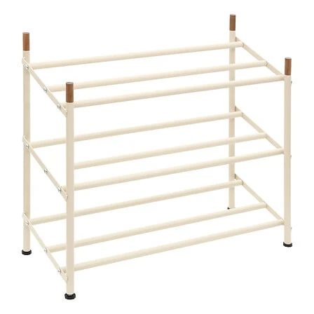 Cassie Extendable Shoe Rack 6 to 12 Pairs Beige Metal