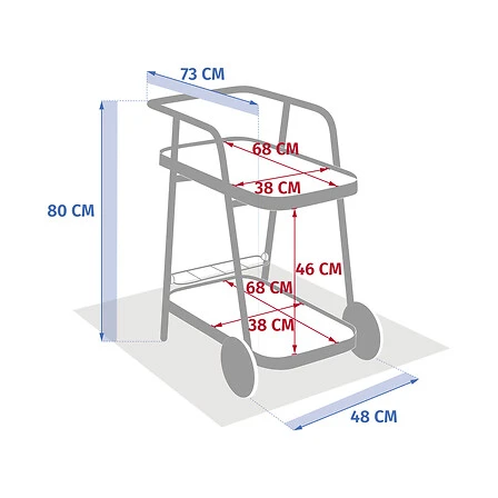 Easiness Trolley with Wheels - 76 × 50 × 81 centimetres Aluminium Clay