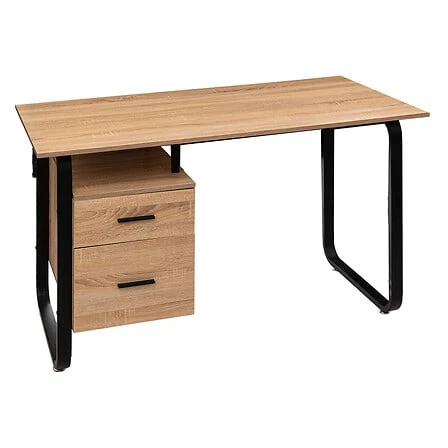 Metal Desk with Wood-Effect Drawer Unit
