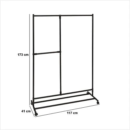 Strongy Triple Clothing Rack Black Metal