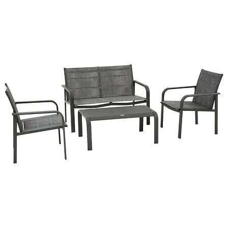 Piazza 4-Seater Lounge Set Aluminium and Textilene Graphite