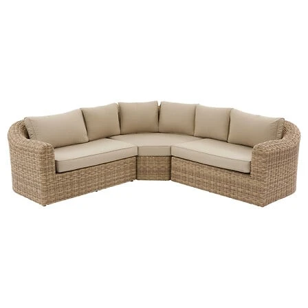 Moorea 5-Seater Corner Lounge Set Savana Aluminium and Woven Synthetic Resin