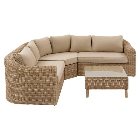 Moorea 5-Seater Corner Lounge Set Savana Aluminium and Woven Synthetic Resin
