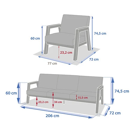 Axiome Living Room 5-Seater Aluminium Clay