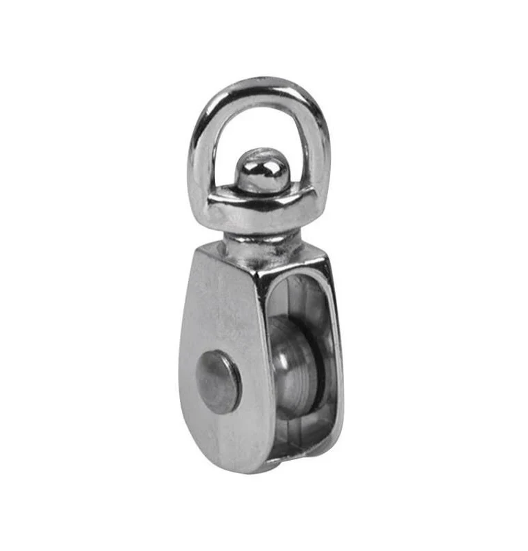 Pulley Swivel Eye Single Sheave Nickel Plated 1" | 30 lb WLL
