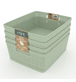 Medium Storage Baskets Set of 4 Sage Green
