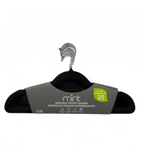 Black 25 Piece Velvet Hanger Set