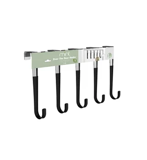 Over the Door 5 Hook Rack Matte Black