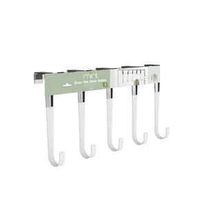 Over the Door 5 Hook Rack Matte White