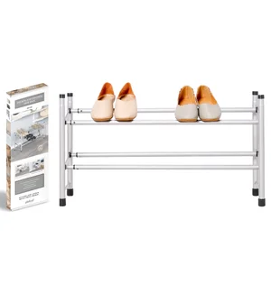 Silver 2 Tier Expandable Shoe Rack