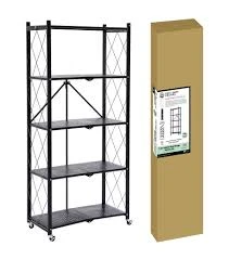 Assembled Black 5-Tier Foldable Storage Rack