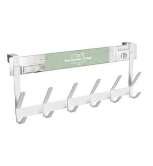Matte White Over the Door 5 Hook Rack