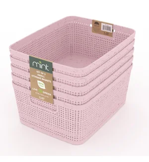 Blush Wheat Straw Storage Set – 5 Piece Small Set