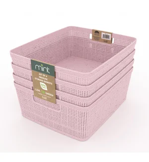 Blush Wheat Straw Storage Set 4 Piece Medium