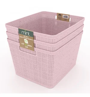 Blush Wheat Straw Storage Set 3 Piece Large