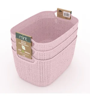 Blush Wheat Straw Storage Set 3 Piece Medium Jute Style