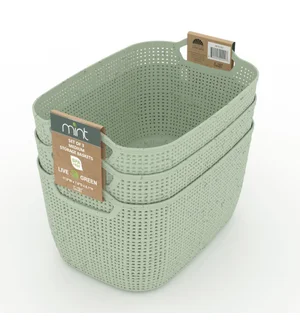 Sage Wheat Straw Storage Set 3 Piece Medium Jute Style
