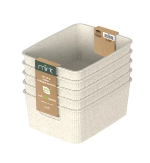 Wheat Straw Storage Set 5 Piece Small Ribbed Style
