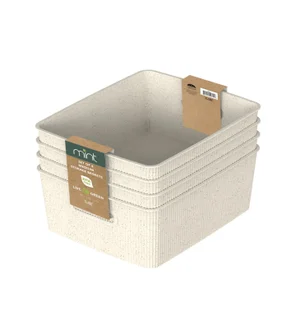 Wheat Straw Storage Set 4 Piece Medium Ribbed Style