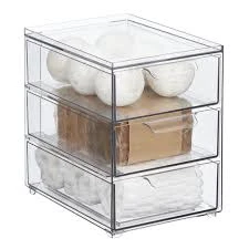Clear Storage Bins Set of 3 Small Medium Large