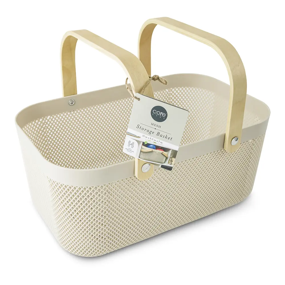 Mesh Basket with Wooden Handle
