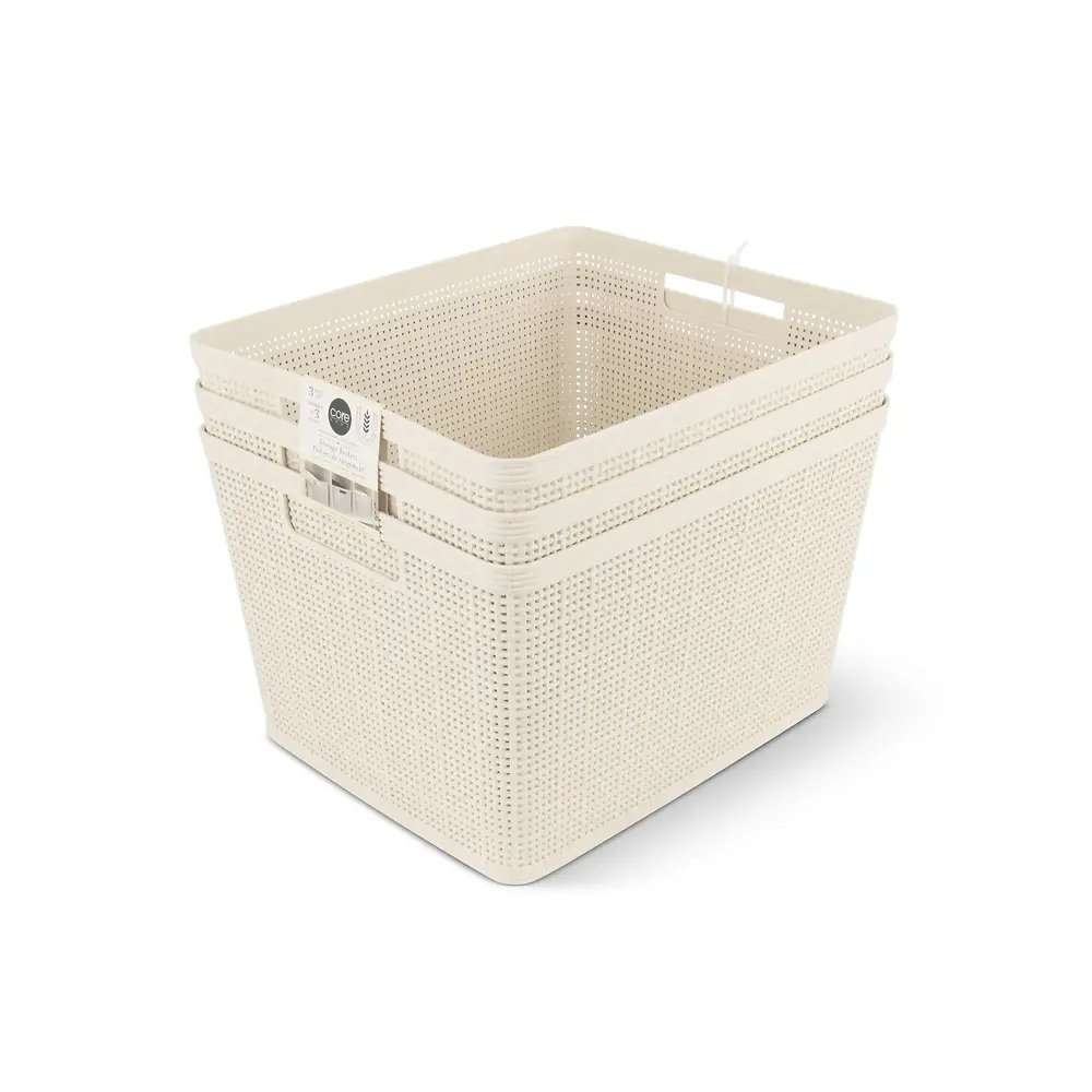 Large Wheat Straw Baskets - 3 Pack 