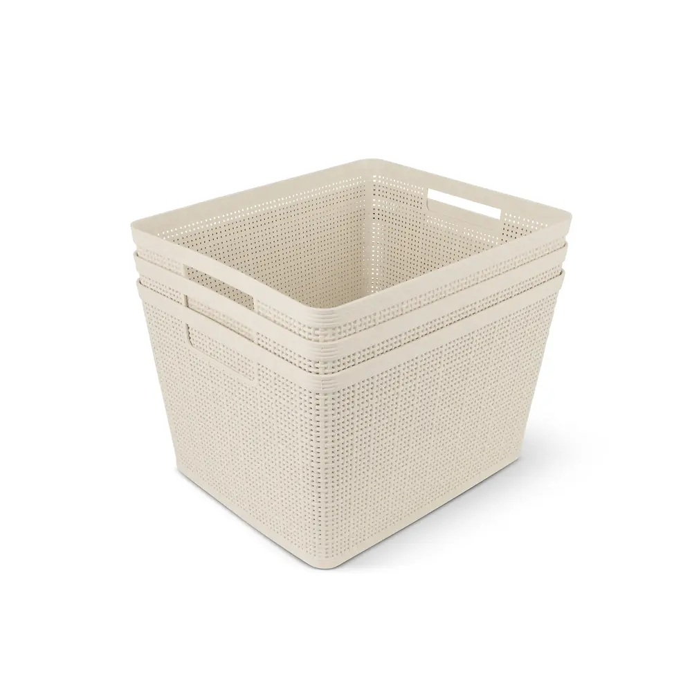 Large Wheat Straw Baskets - 3 Pack 