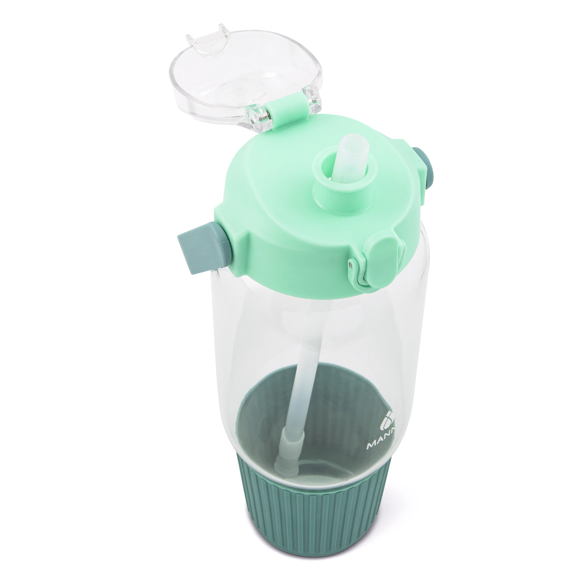 Glass Bottle Tumbler With Ribbed Green Bottom - 40.5 Oz