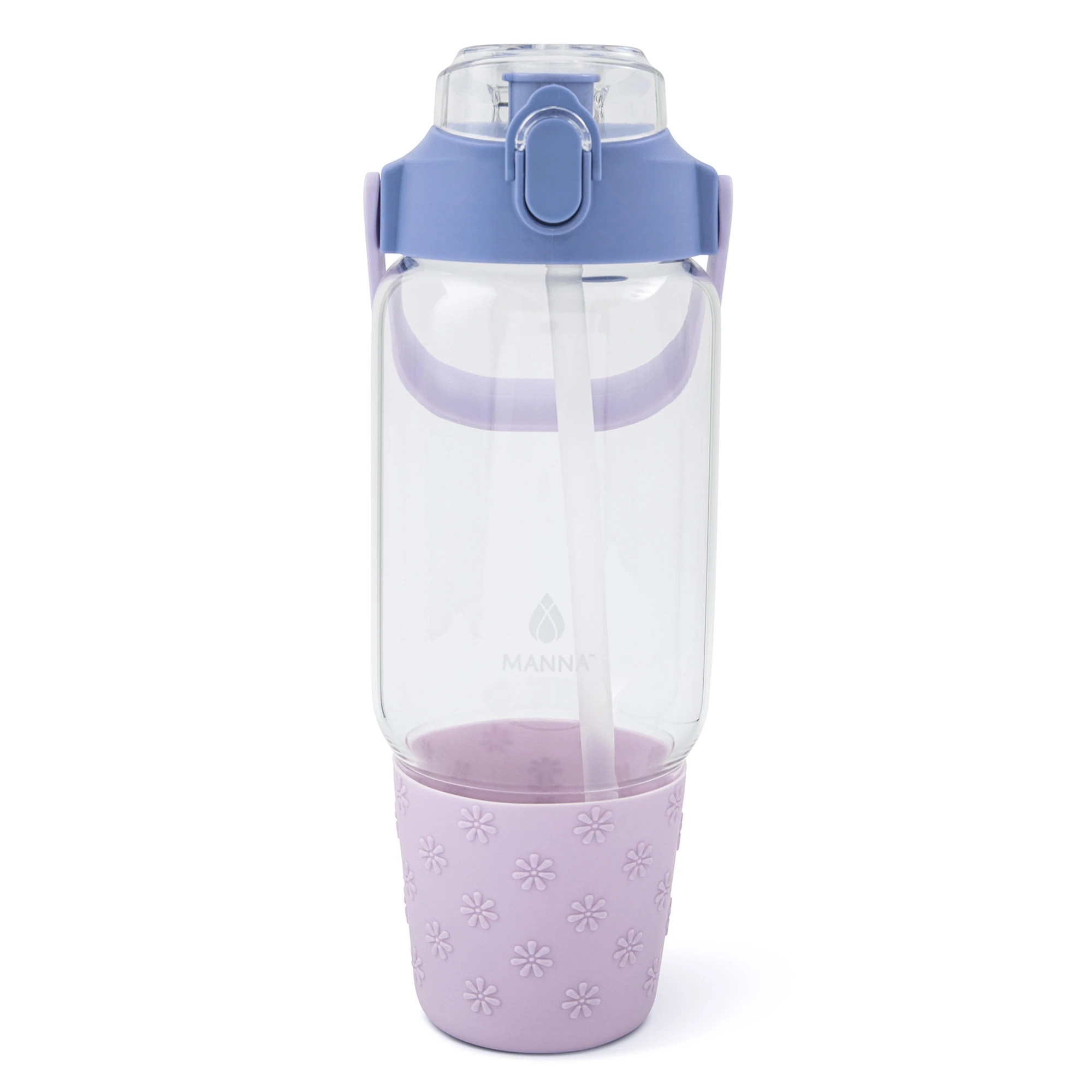 Glass Bottle Tumbler with Flora Purple Bottom - 40.5 Oz