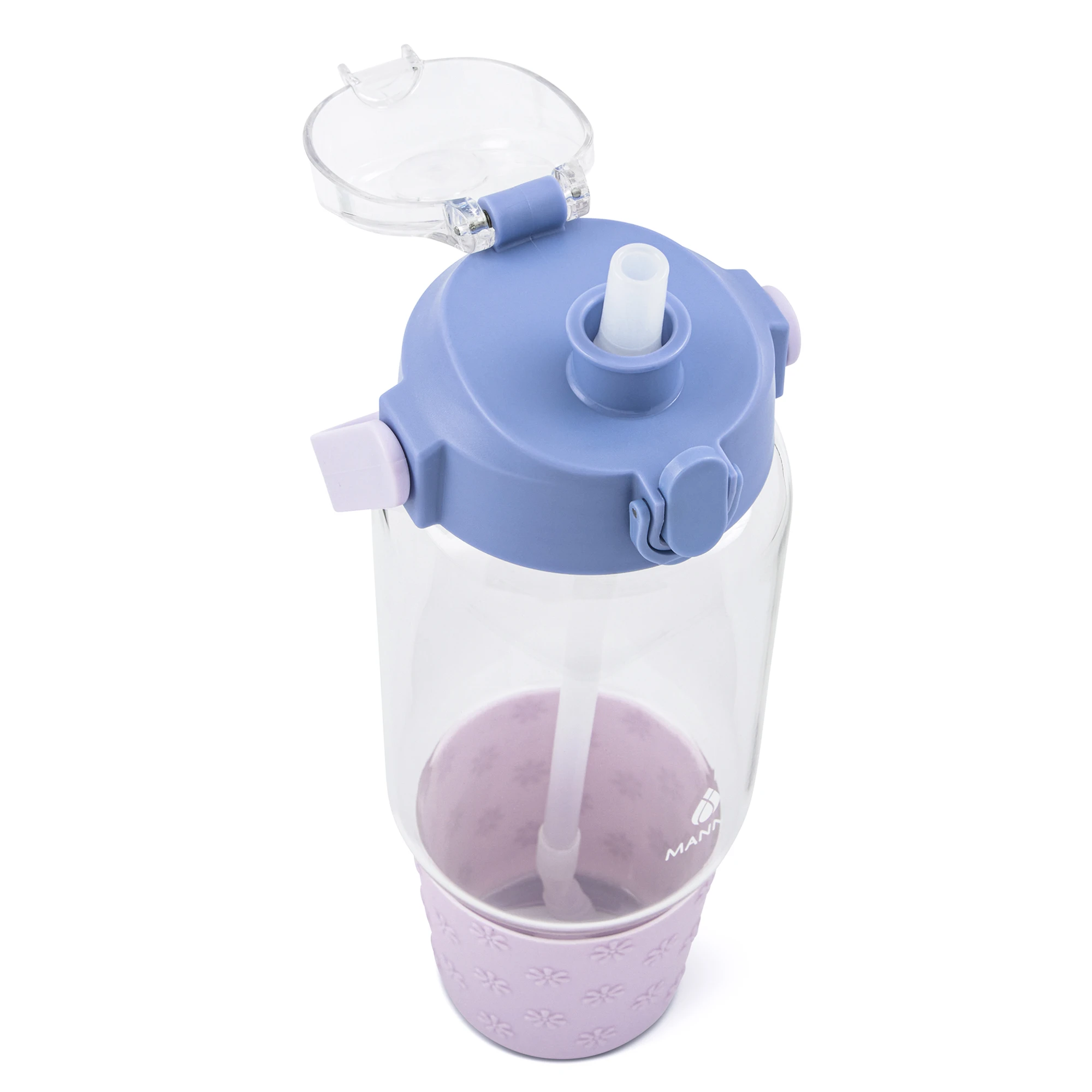 Glass Bottle Tumbler with Flora Purple Bottom - 40.5 Oz