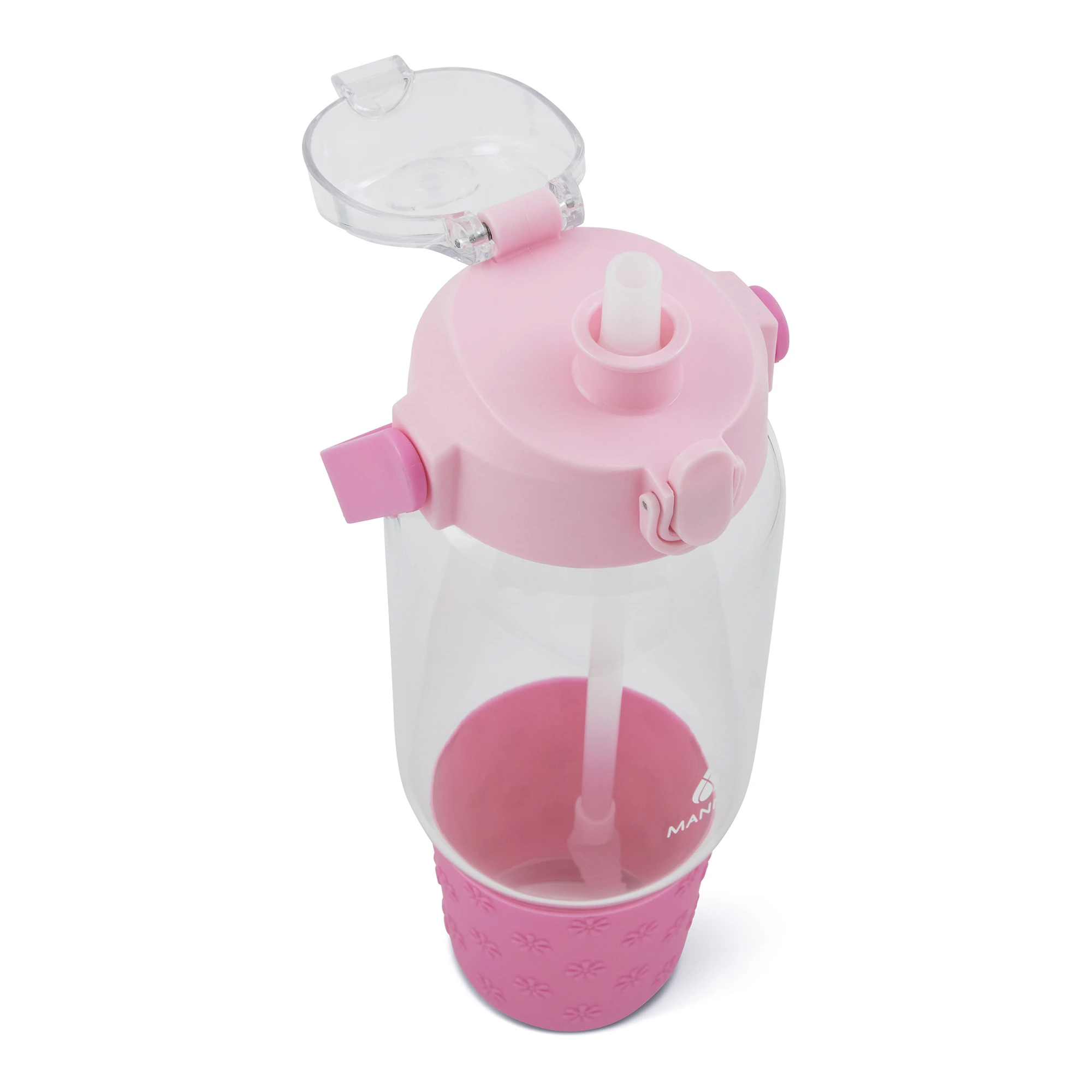 Glass Bottle Tumbler With Pink Flora Design - 40.5 Oz