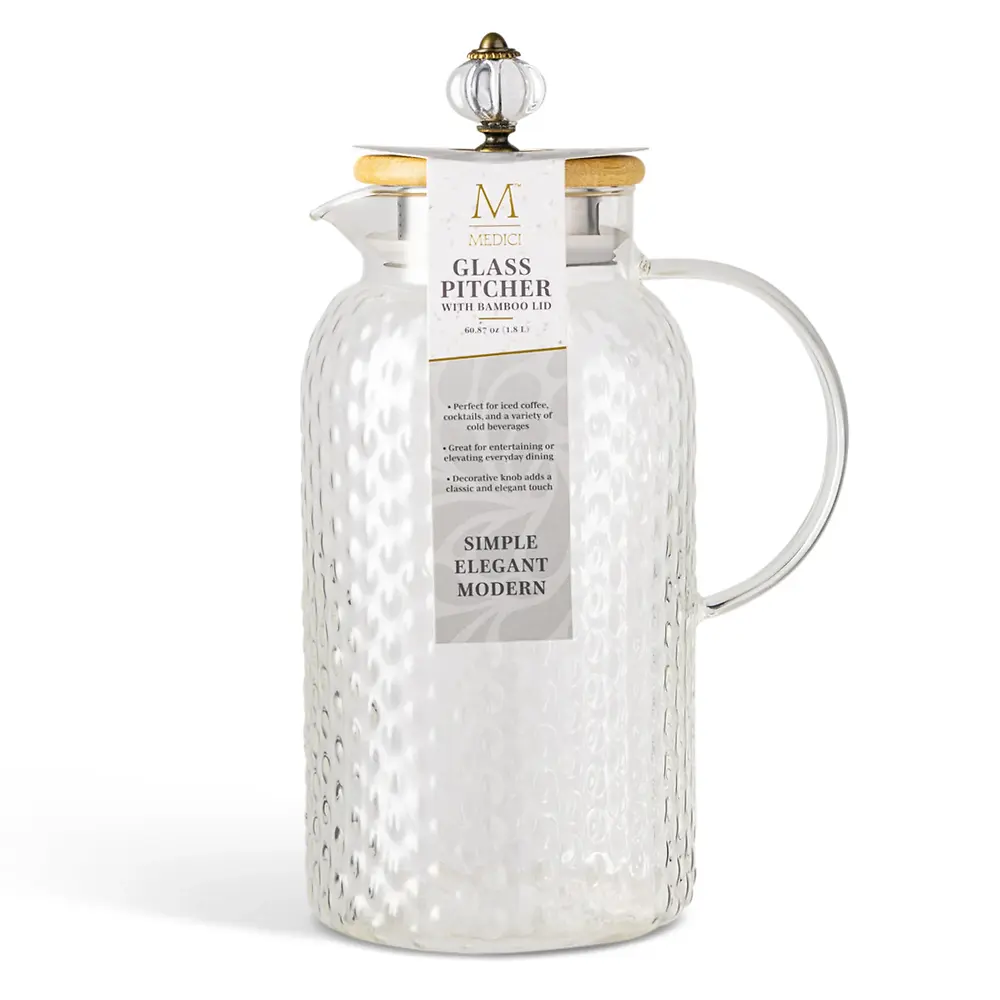 Glass Pitcher With Bamboo Lid - 60.87 Ounce