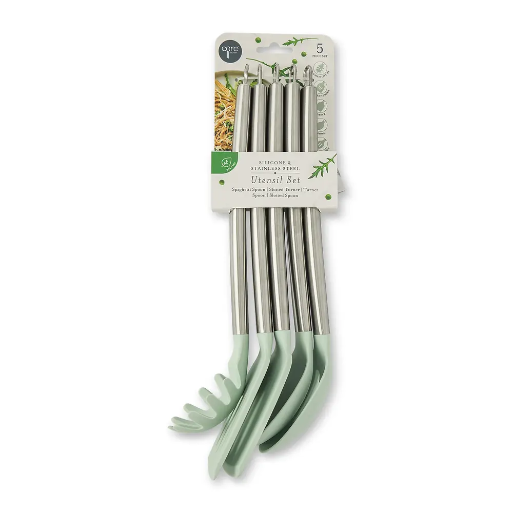 Silicone and Stainless Steel Kitchen Tool Set - 5 Piece