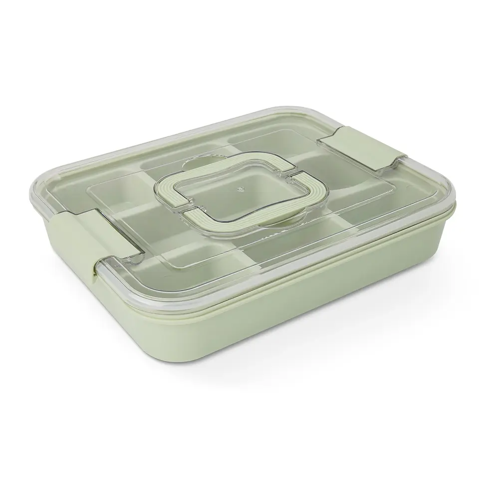 Snackle Box With 9-Sections And Ice Pack – Green