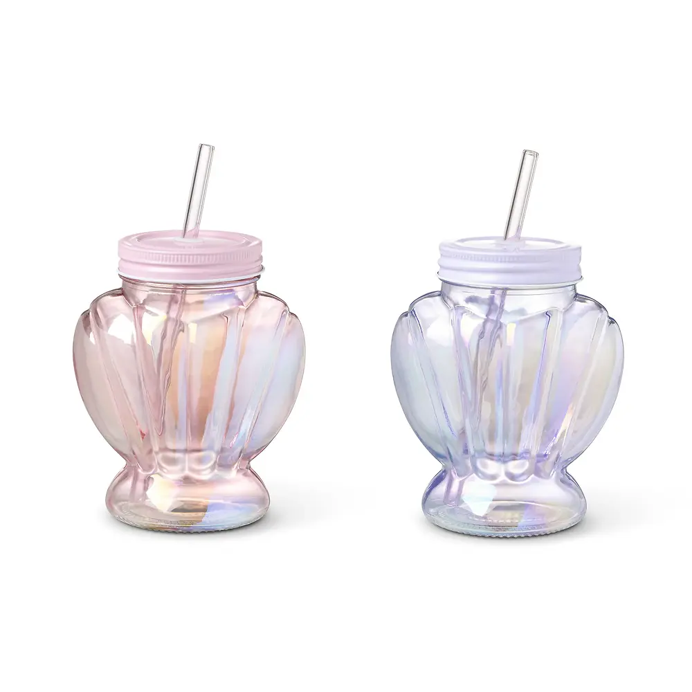 Shell Tumbler 2 Piece Set Pink and Purple – 18 Ounce