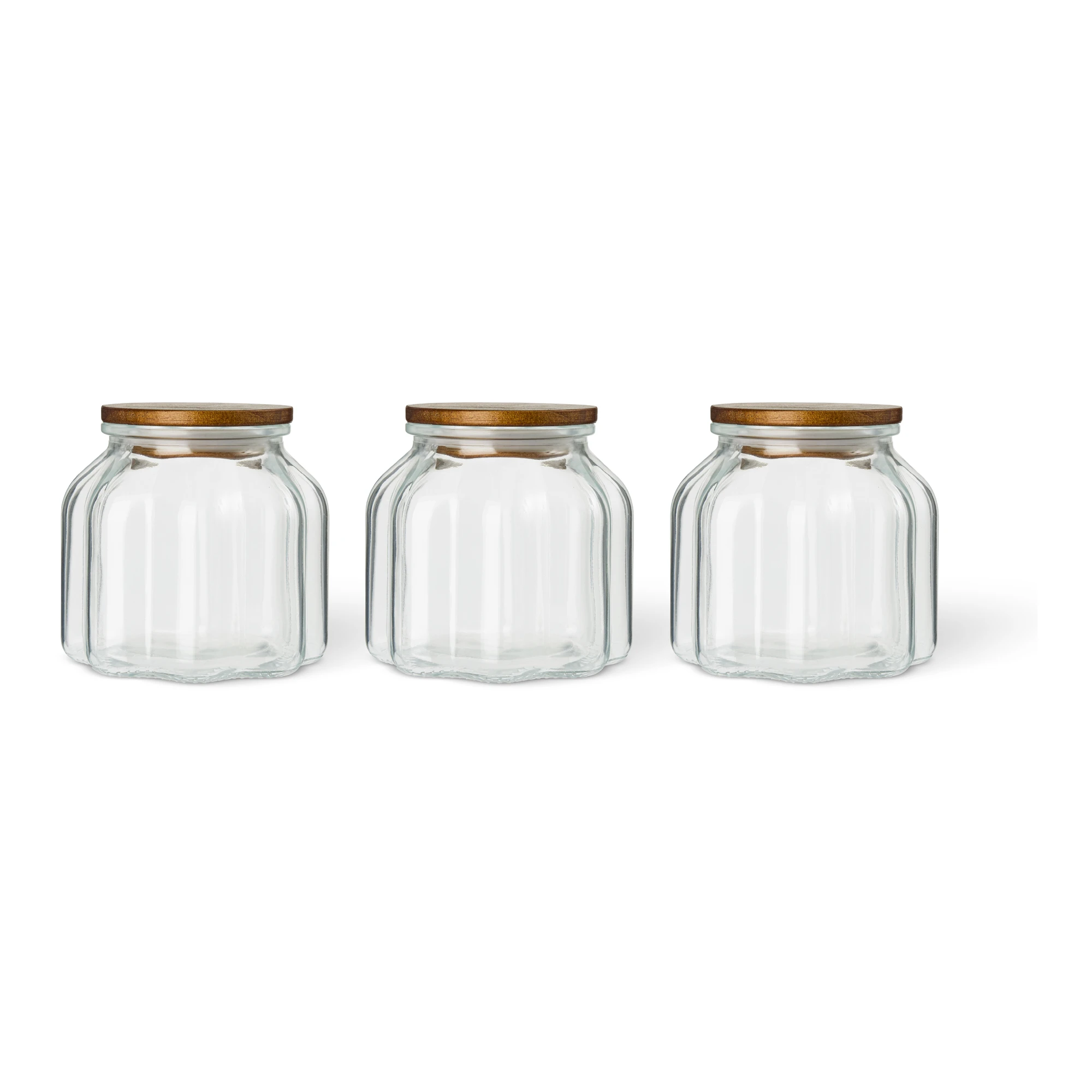 Scallop 3 Pack Canisters With Wood Lids - 1.9 Cups 