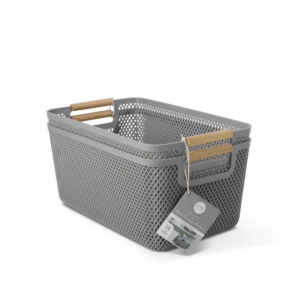 Mesh Cleaning Set with Wood Handles - Large 2 Piece Polypropylene