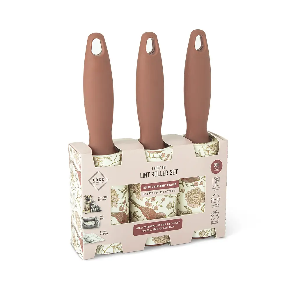 Lint Roller - 3 Pack Printed 300 Sheet 