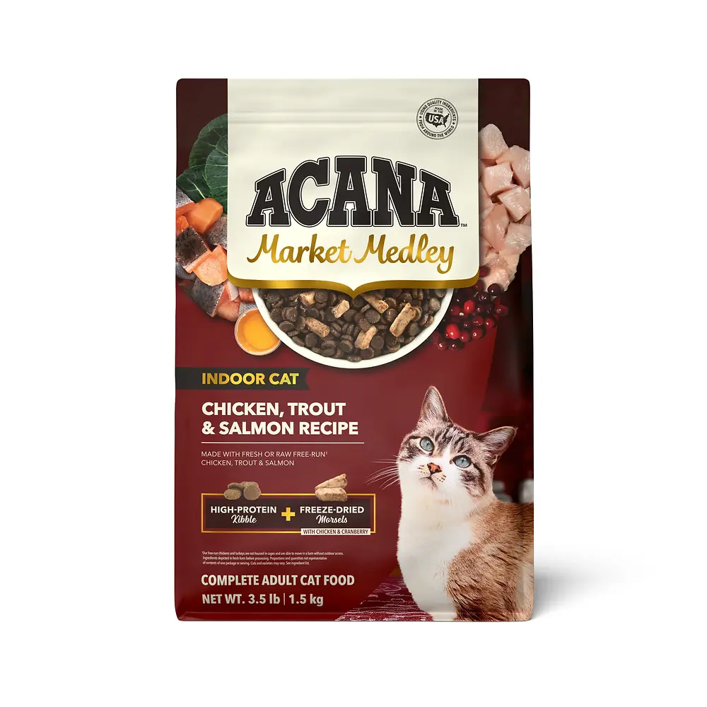 Market Medley Indoor Cat Chicken, Trout & Salmon Recipe with Freeze-Dried Morsels Dry Cat Food 3.5 lb