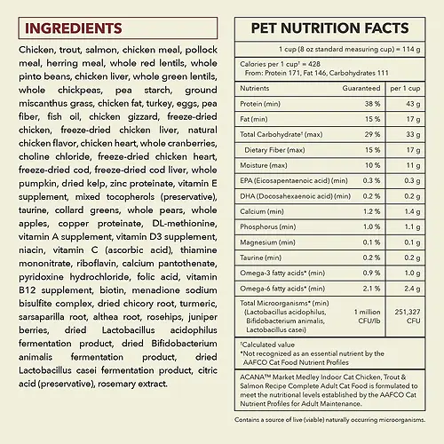 Market Medley Indoor Cat Chicken, Trout & Salmon Recipe with Freeze-Dried Morsels Dry Cat Food 3.5 lb