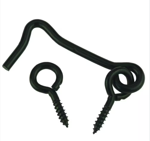Hook and Eye Black Finish 2 Piece Set - 2 Inch 