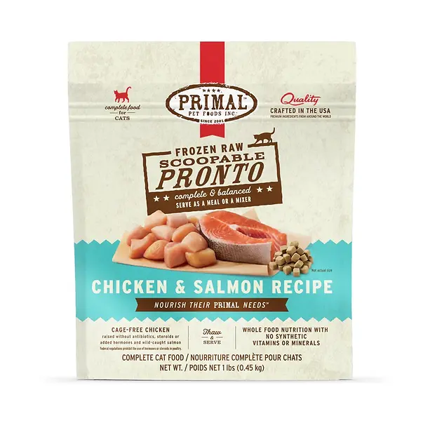 Frozen Raw Scoopable Pronto Chicken & Salmon Recipe Cat Food 1 lb