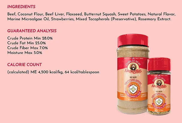 Necessities Beef Recipe Immune Support Meal Topper for Dogs 5 oz