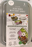 6 Cup Rectangle - Ribbed Glass Bento Lunch Box