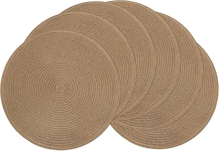 Round Woven Placemat 6 Pack - 15 Inch